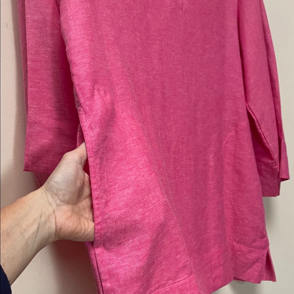 Lands' End Linen Blend Vibrant Hot Pink Tunic - Picture 7 of 10